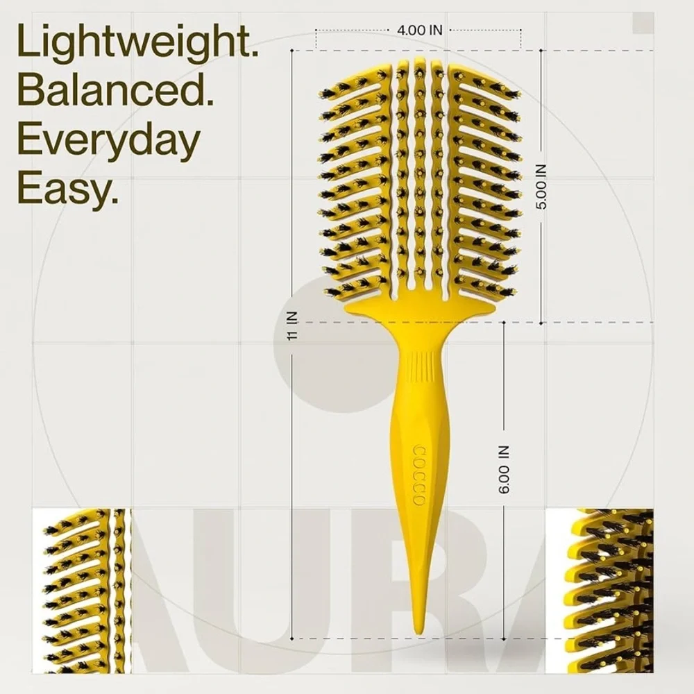 Cocco Yellow Aura Vent Boar Bristle Hair Brush